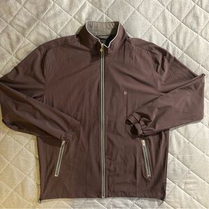 Linksoul Morris Full Zip Windbreaker Golf Jacket Mens Large Maroon Cotton Poly